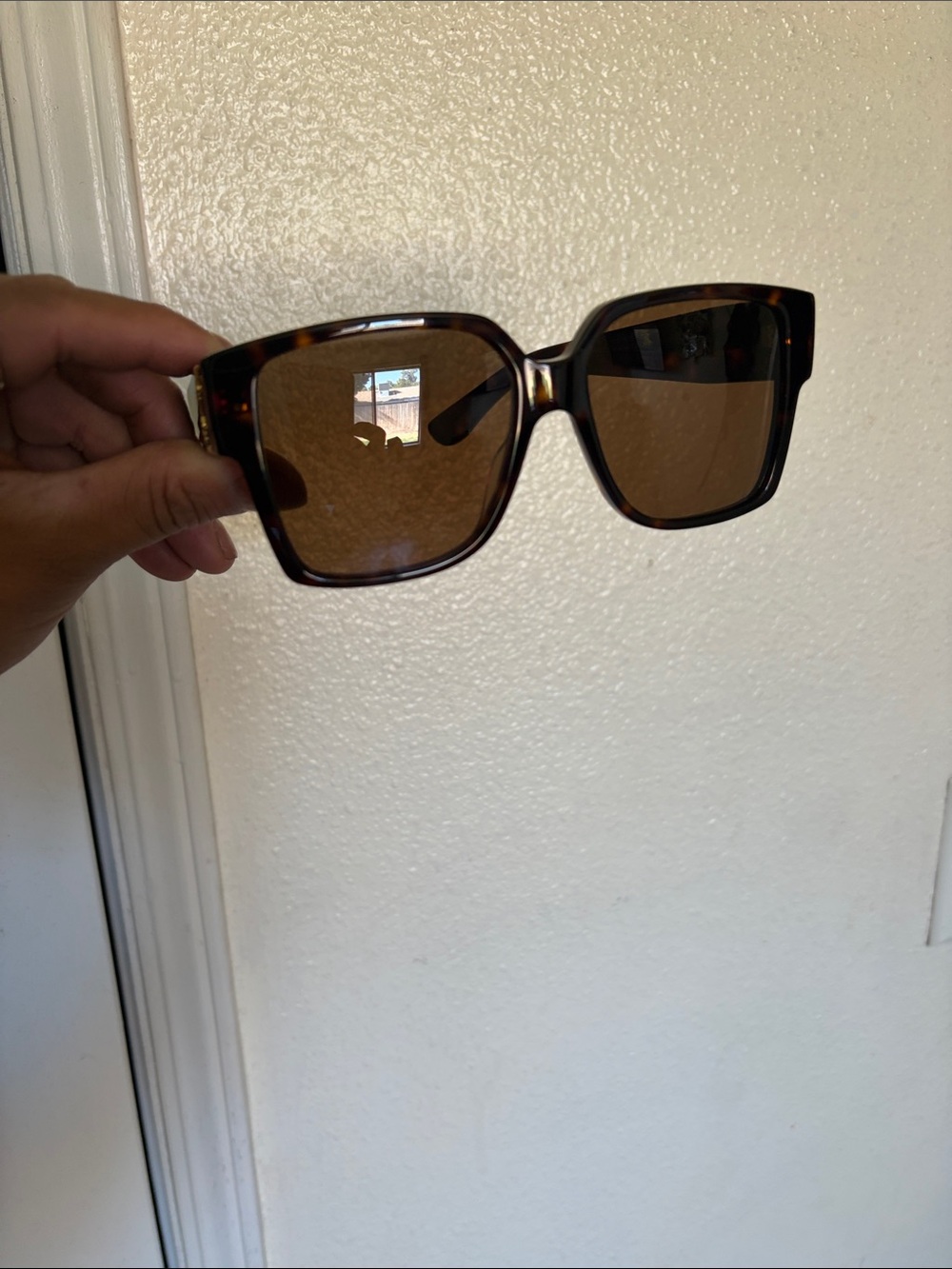 Yves Saint Laurent Brown Tortoise Shell Sunglasses with Gold YSL Emblem W/ Case